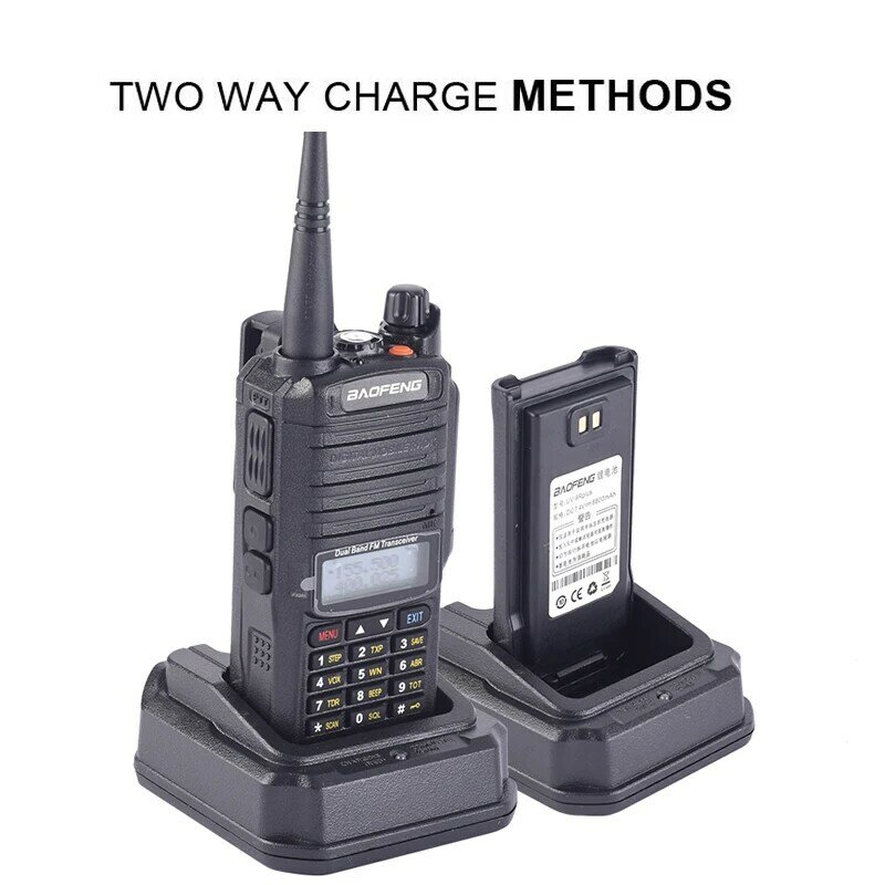 Walkie-talkie baofeng de alta potência, 10w, UV-9R plus, com rádio de duas vias, 10km, 4800mah walkie-talkie ip67 uv 9r plus, walkie-talkie à prova d'água, atualizado