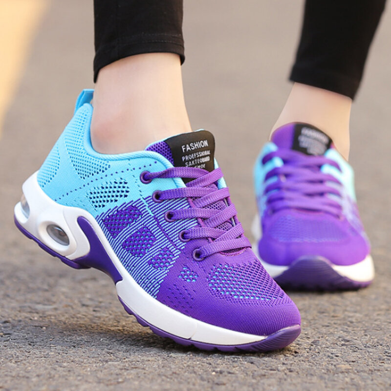 Fashion Women Sneakers Running Shoes Outdoor Sports Shoes Breathable Lightweight Comfort Running Gym Shoes Air Cushion Lace Up