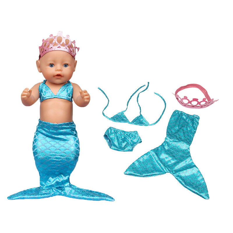 Acessórios para Roupas de Boneca recém-nascida, Make Up Mermaid Suit para Baby Kid Aniversário e Festival Gift Calcinhas, 18in, 43cm