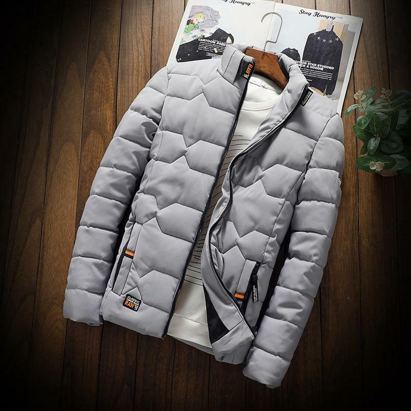 Nowa kurtka zimowa mężczyźni modna stójka męska kurtka typu Parka mężczyzna jednolity, gruby ciepły kurtki młodzieżowe płaszcze męskie zimowe parki MY330