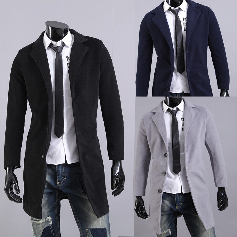 MRMT Slim męska wełniany płaszcz Casual długi jednorzędowy Lapel Man płaszcz dla mężczyzn Trench mężczyźni płaszcze wełniane kurtki odzież wierzchnia