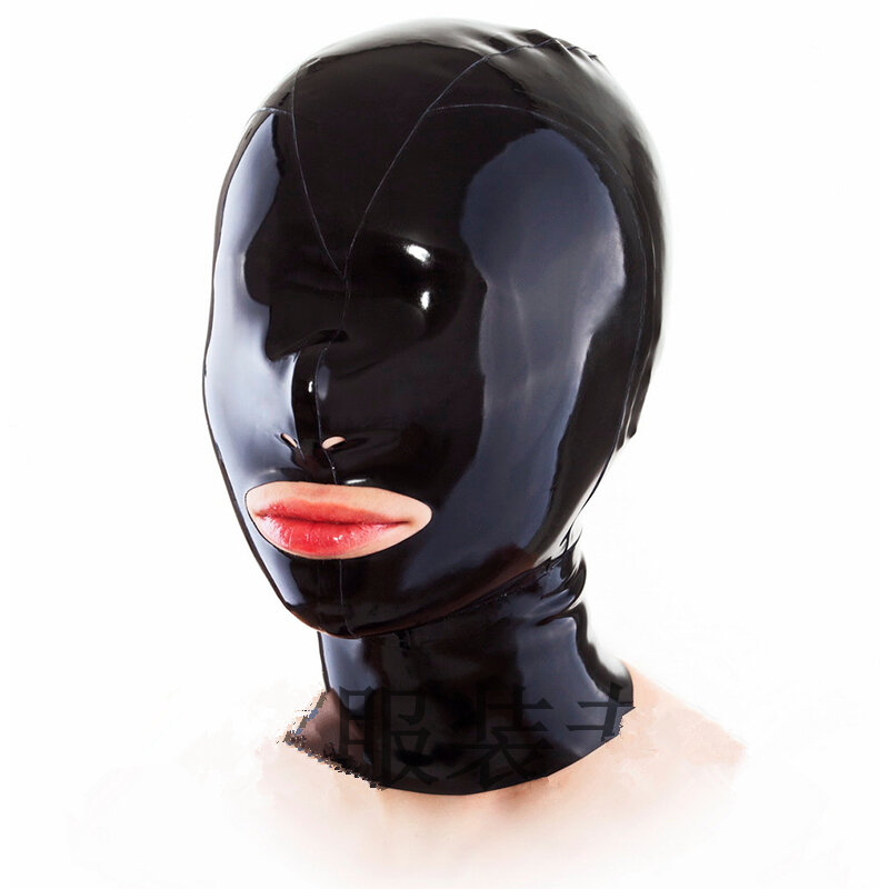 Capa de látex de grau superior capa de látex unisex bdsm capa bondage látex boca aberta máscara de borracha de látex traje adultos cosplay jogo brinquedos