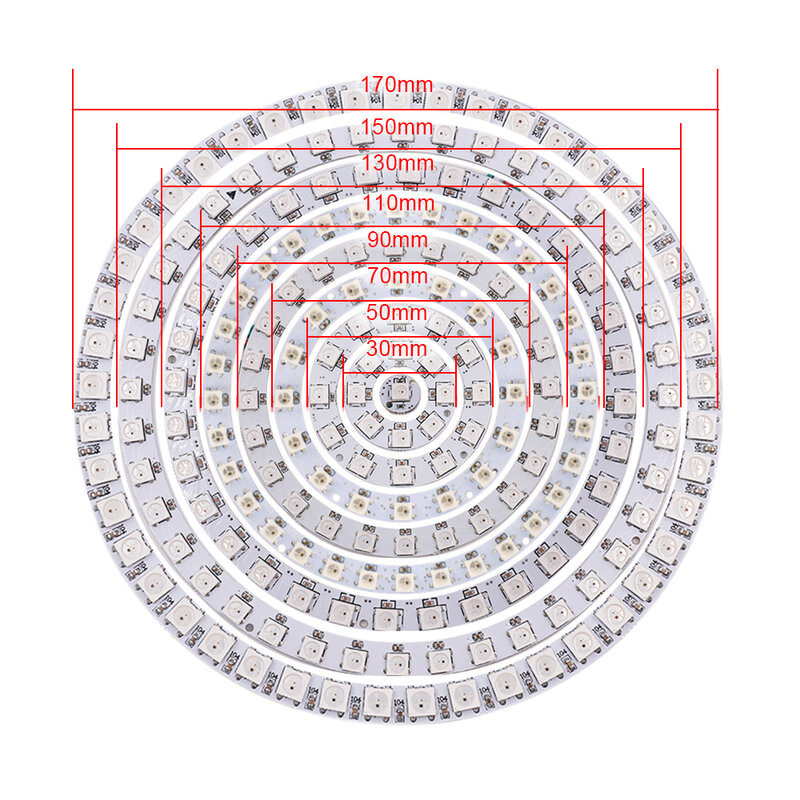 Bandes Lumineuses LED WS2812B RGB, 5V, 30cm, 50mm, 60mm, 70mm, 90mm, 110mm, 150mm, 170mm, Ampoule de Sauna pour Voiture