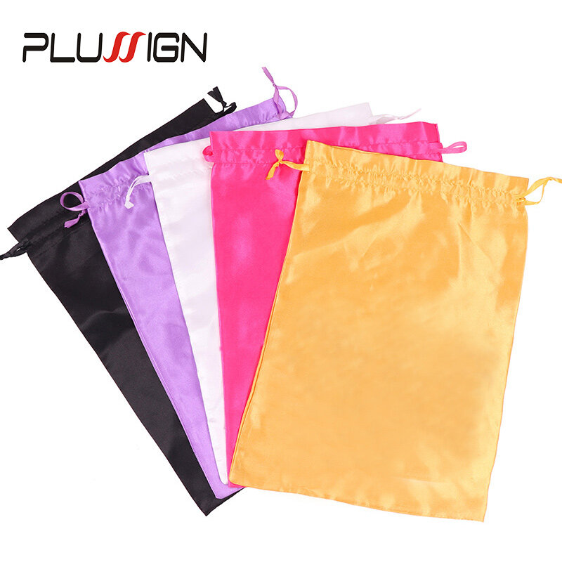1/2/3Pcs/Lot Hair Bags For Bundles Packaging Satin Wig Bags 25*35Cm Big Size Satin Silk Hair Packaging Bag With Drawstring