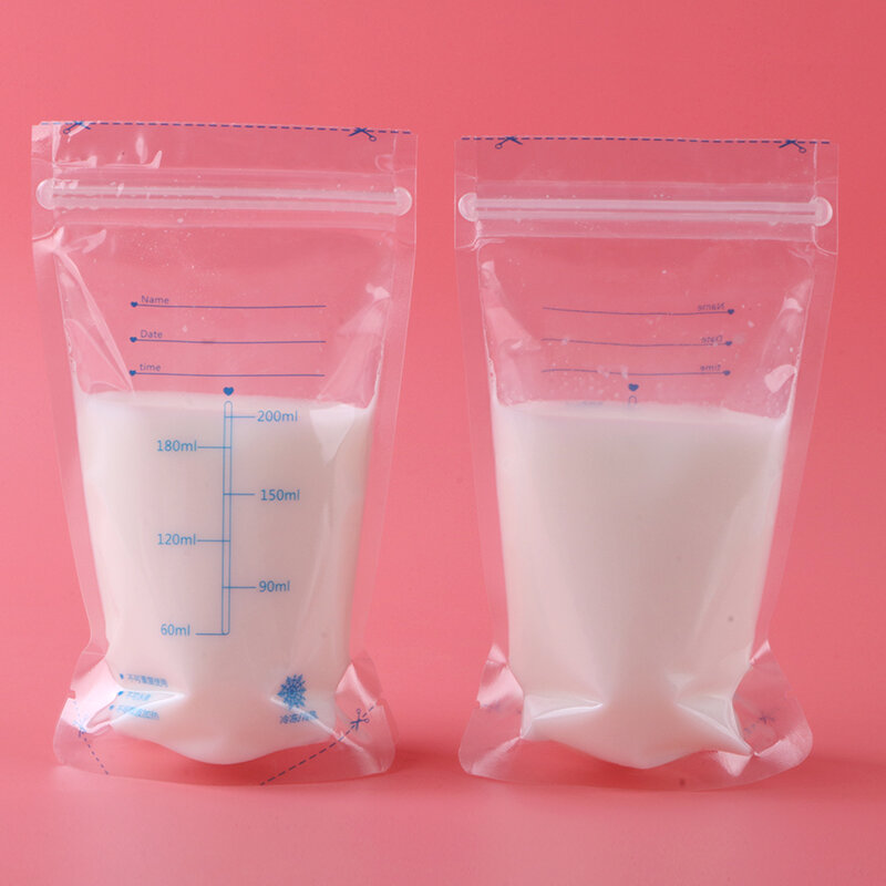 30 개/가방 아기 음식 저장 200ml BPA 무료 아기 음식 저장 일회용 실용적이고 편리한 모유 수유 냉동고 가방