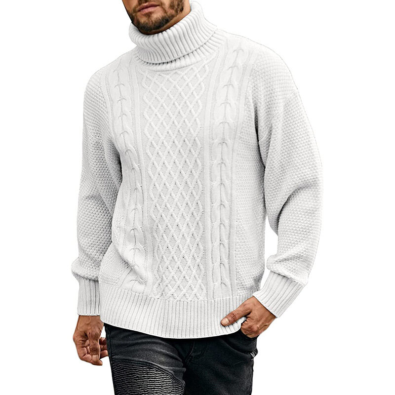 Mode Musim Gugur Musim Dingin Sweater Tipis Pria Leher Gulung Kasual Sweater Slim Fit Solid Hangat Pria Pullover Turtleneck Pria