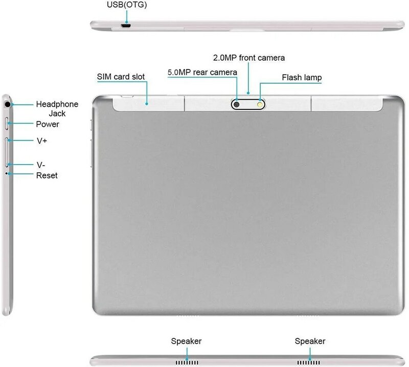 슈퍼 템퍼 10 인치 태블릿, 옥타 코어 안드로이드 9 파이 6GB RAM 64GB ROM 5.0MP 카메라 4G LTE WiFi 넷플릭스 미디어 패드, 2023