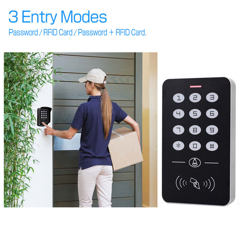 YiToo ระบบควบคุมประตูชุด RFID Keypad + แหล่งจ่ายไฟ + 180KG ล็อคแม่เหล็ก Strike ประตูล็อคสำหรับ Home Safe