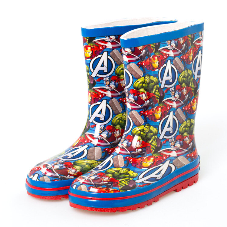 Kids Rain Boots Cartoon The Avengers Hulk Super Hero Boys Rubber Boot Children Water Shoes Non-slip All Seasons Cotton Removable