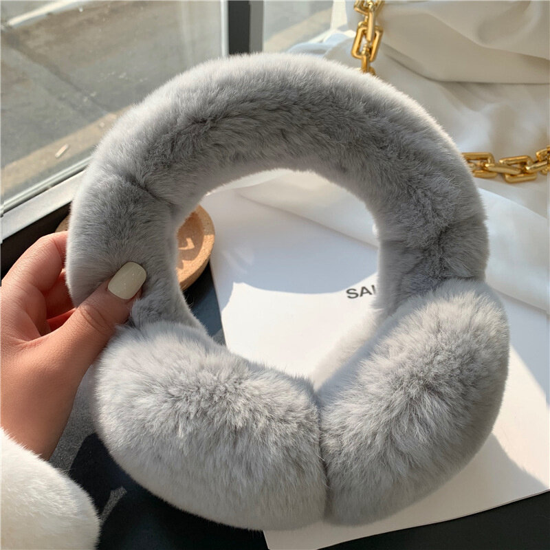 Ear Muffs Winter Fur Rabbit Cute Headphones Women Genuine Real Rabbit Fur Warm Ear Warmer Headbands 2022 Ear Bandage Female