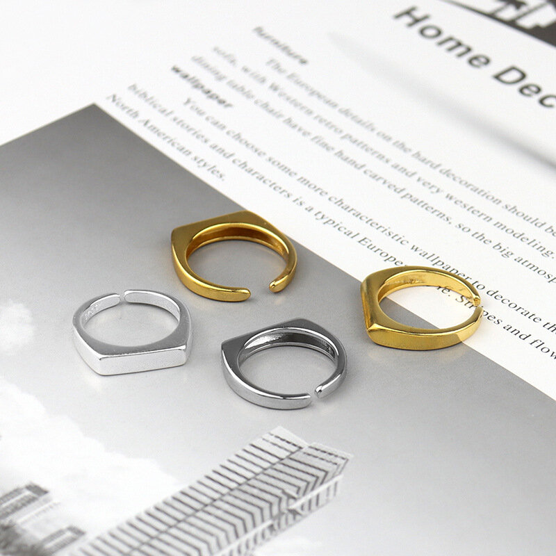 925 Sterling Silber Ringe für Frauen Vintage Hochzeit Trendy Schmuck Große Einstellbare Antike Ringe Anillos