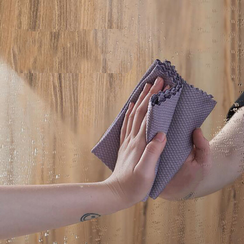 5Pcs Kitchen Anti-Grease Wiping Rags Efficient Fish Scale Wipe Cloth Cleaning Cloth Home Washing Dish Cleaning Towel