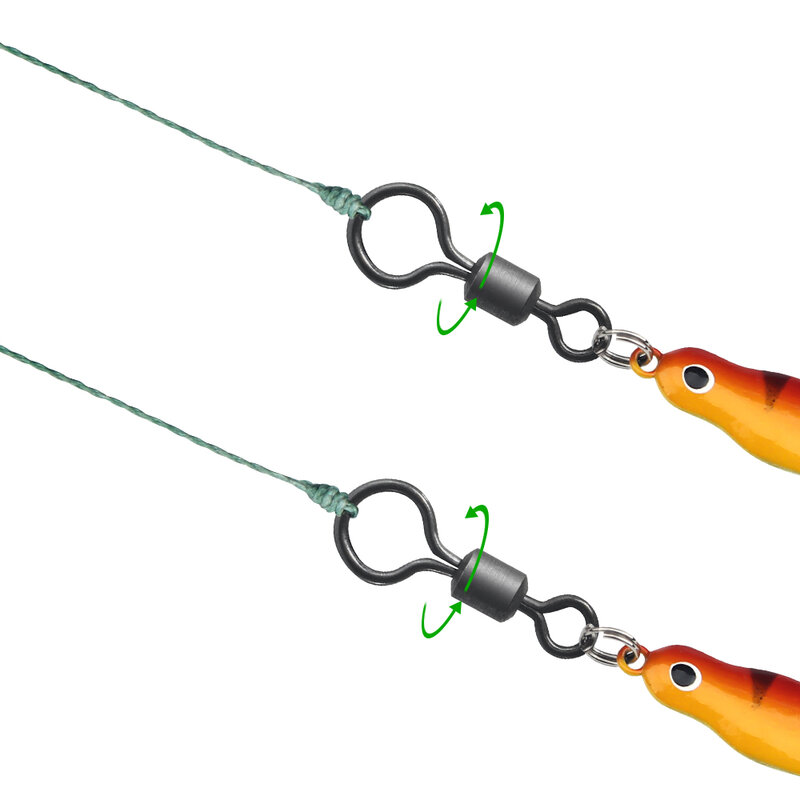 TIANNSII 100pcs Rolling Solid Swivels Quick Change Big Eye Swivels Connector Matt Black For Hook Lure Carp Fishing Tackle