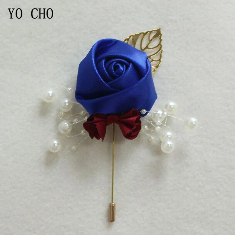 YO CHO Boutonniere Pin Flowers Groomsmen Corsage Wedding Groom Boutonniere Buttonhole Wedding Witness Corsages Prom Accessories