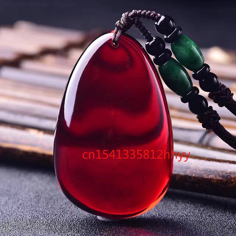 Amber Bijenwas Rode Bloed Amber Waterdruppels Ketting Hanger Charm Sieraden Hand-Gesneden Hanger Voor Vrouwen Mannen Mode Accessoires
