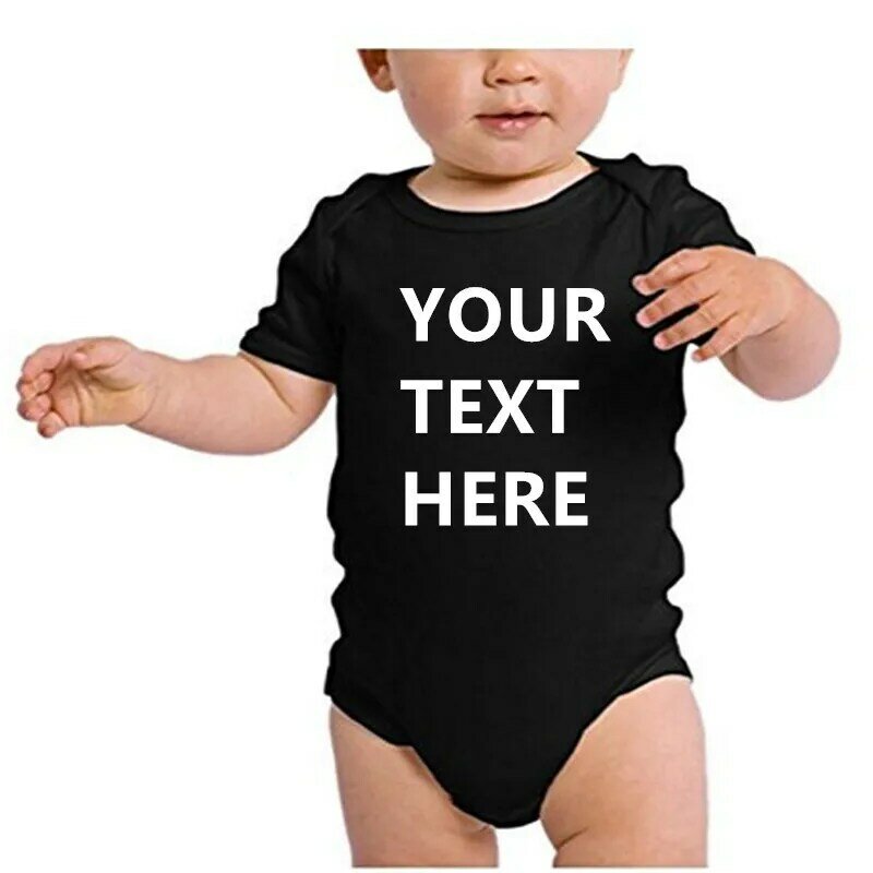 Twój tekst tutaj Baby Romper dostosuj nowonarodzone dziecko chłopiec dziewczyna Onesie bawełny z krótkim rękawem niemowlę ubrania dla dzieci