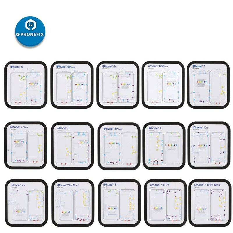 Magnetic Screw Guide Chart Mat, Screen Map Repair Mat para iPhone 6 a 11PM, 12, 13 Series, 14, 14Pro Max