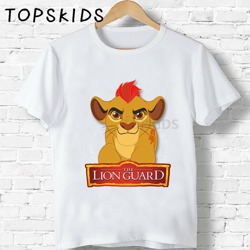 Camiseta con estampado de Rey De León de dibujos animados para niños, ropa divertida de animales para bebés y niñas, ooo5315