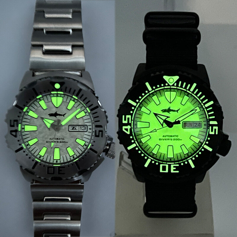 Часы HEIMDALLR Monster Diver NH36 мужские, водонепроницаемые, светящиеся, автоматические, механические, из нержавеющей стали с сапфировым стеклом C3, 200 м