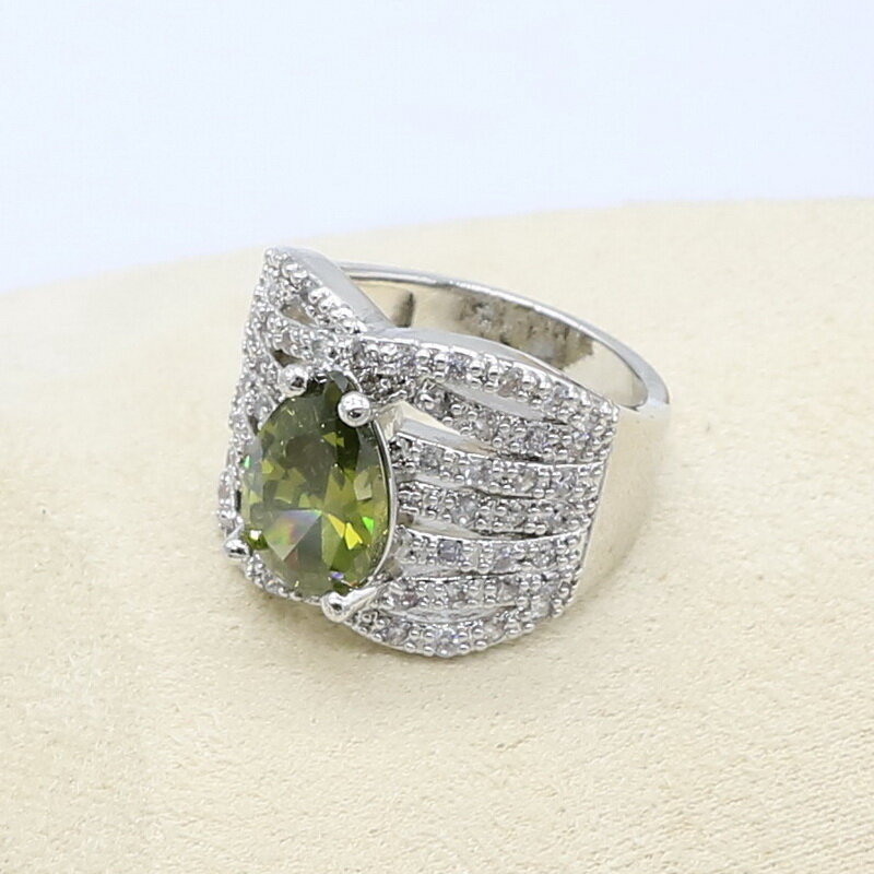 New Green Peridot Zircon Silver 925 Jewelry Set Women Bracelet Earrings Necklace Pendant Ring Birthday Gift