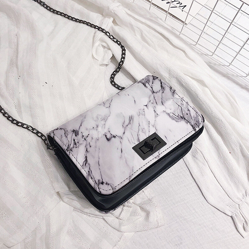 Sacs pour femmes 2019 marbre modèle sac à bandoulière concepteur sacs à main serrure boucle sauvage messager petit carré marbre noir blanc sac