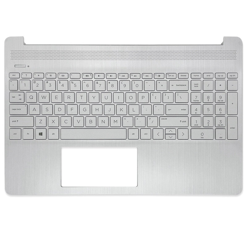 Keyboard US baru untuk HP 15-DY 15T-DY 15-EF 15S-EQ TPN-Q222 Laptop sandaran atas penutup dengan Keyboard pengganti casing atas perak