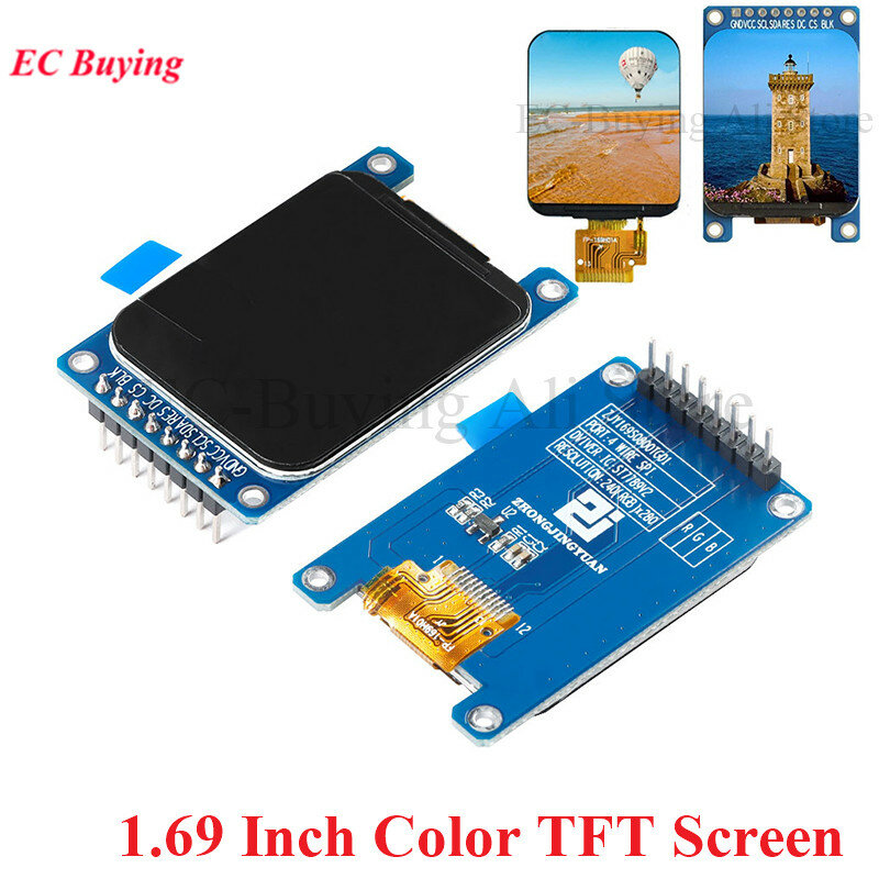 Módulo de exibição TFT colorido, HD IPS LCD Tela LED, 240X280, Interface SPI, Controlador ST7789, 1.69 ", 1.69"