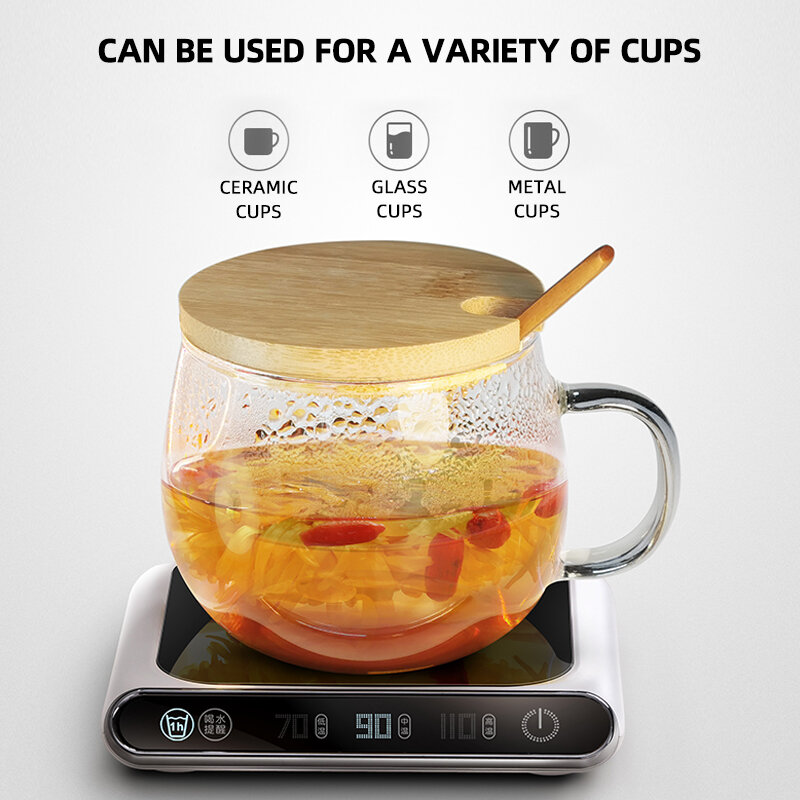 ที่รองแก้วให้ความร้อนแบบ USB ถาดไฟฟ้าสำหรับสมาร์ทโฮมเครื่องดื่มชากาแฟปรับได้3ระดับ