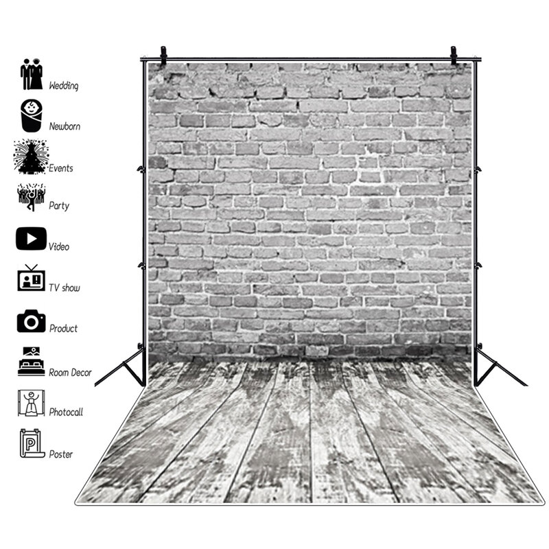 Gray White Backgrounds For Photography Brick Wall Wood Floor Baby Child Food Photozone Photo Backdrop Props Digital Photo Studio