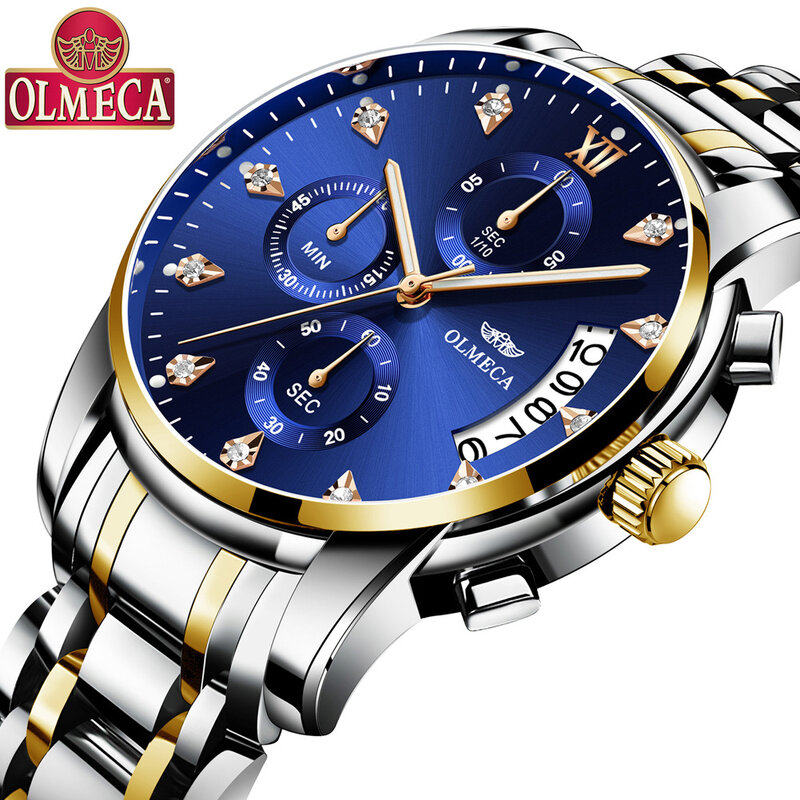 OLMECA-ساعة كوارتز فاخرة للرجال ، ساعة رجالية ، غير رسمية ، عصرية