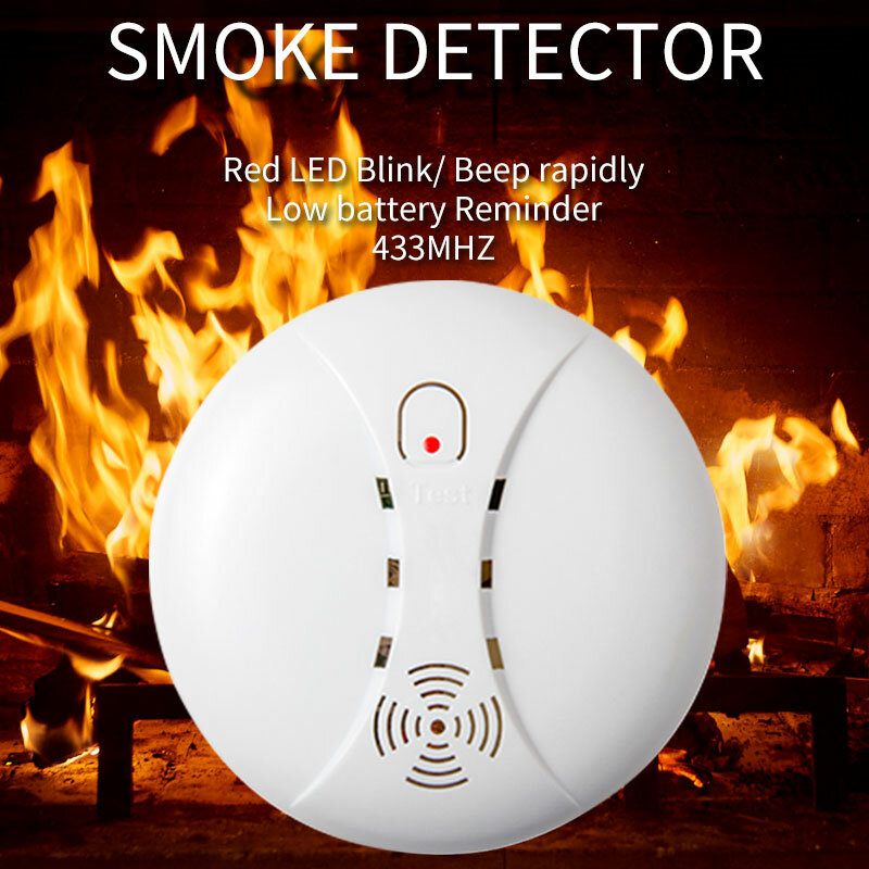 Détecteurs de fumée sans fil 433MHz, pour la sécurité de la maison et de la cuisine, capteur de fumée, utilisation indépendante, connexion GSM, hôte d'alarme WIFI