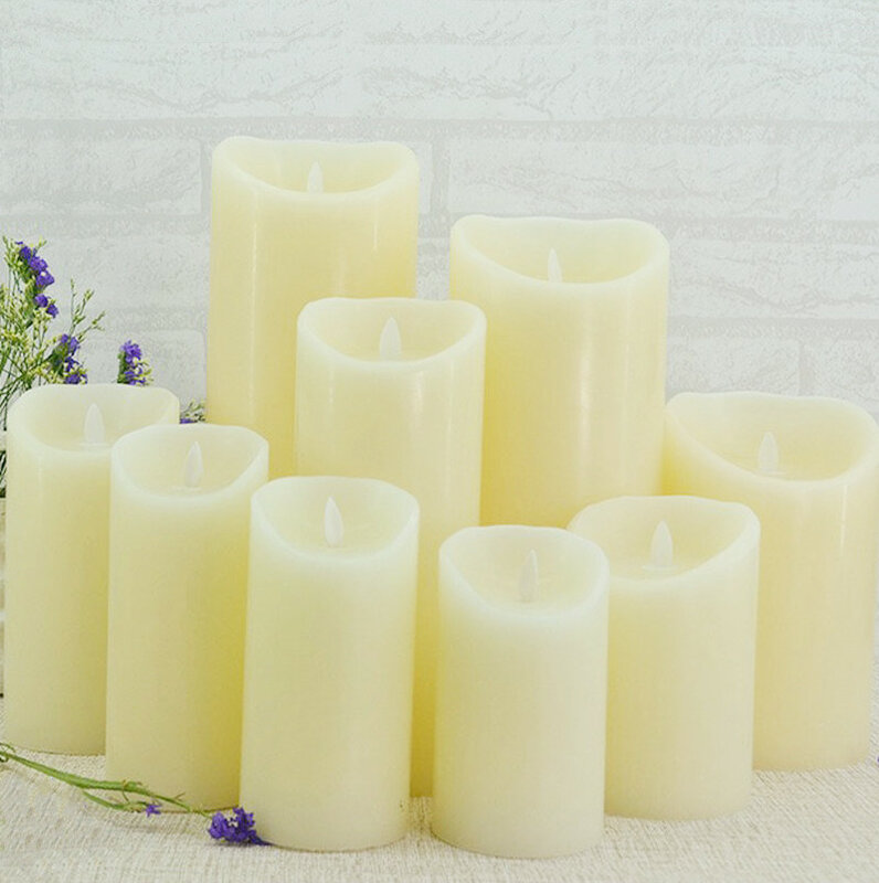 USB Rechargeable Flickering Paraffin Wax Candles Pillar Candle Remote controlled w/timer Moving Dancing wick F/Home Party table