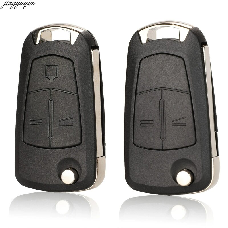 Jingyuqin Flip Key Shell For OPEL Astra H Corsa D Vectra C Zafira 2/3 Buttons Remote Car Key Case Uncut Blade Blank Replacement