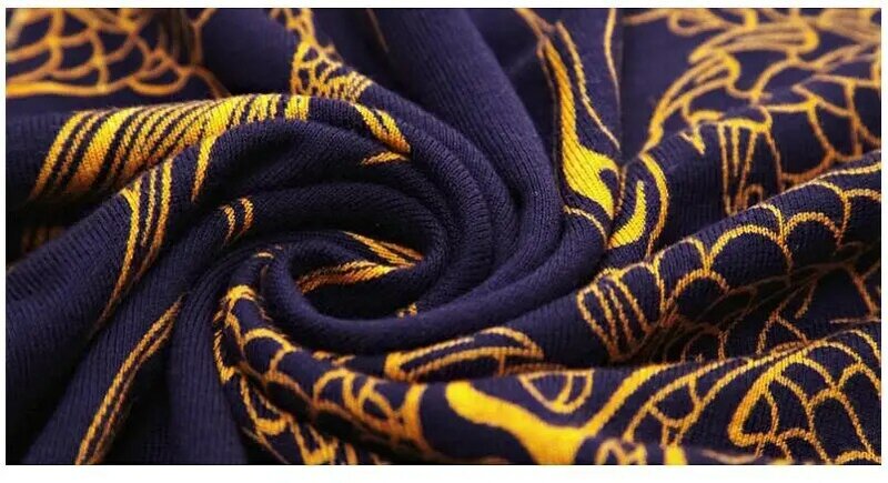 V Neck New Long Sleeve Cotton Print Men's Dragon Tattoo Design Spring Autumn Thin knitting Sweater Shirt