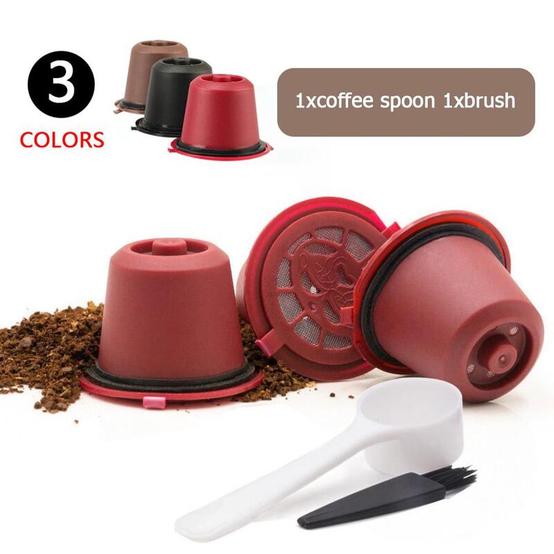 3 pezzi Nespresso tazza di caffè ricaricabile tazza di caffè riutilizzabile capsula cucchiaio pennello filtri per caffè accessori per caffè