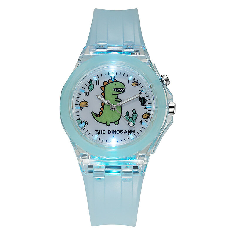 Fashion Cartoon Dinosaurus Kids Horloges Grils Flash Lichtgevende Kind Horloge Jongens Student Baby Gift Klok Reloj Infantil