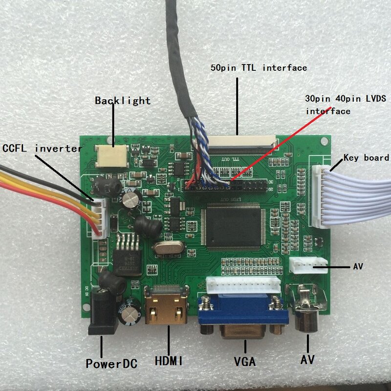 HDMI compatível com VGA LCD tela Kit Controlador Remoto Board, Painel de exibição 2AV, B133EW01, QD15XL06, M170ETN01, G190ETN01