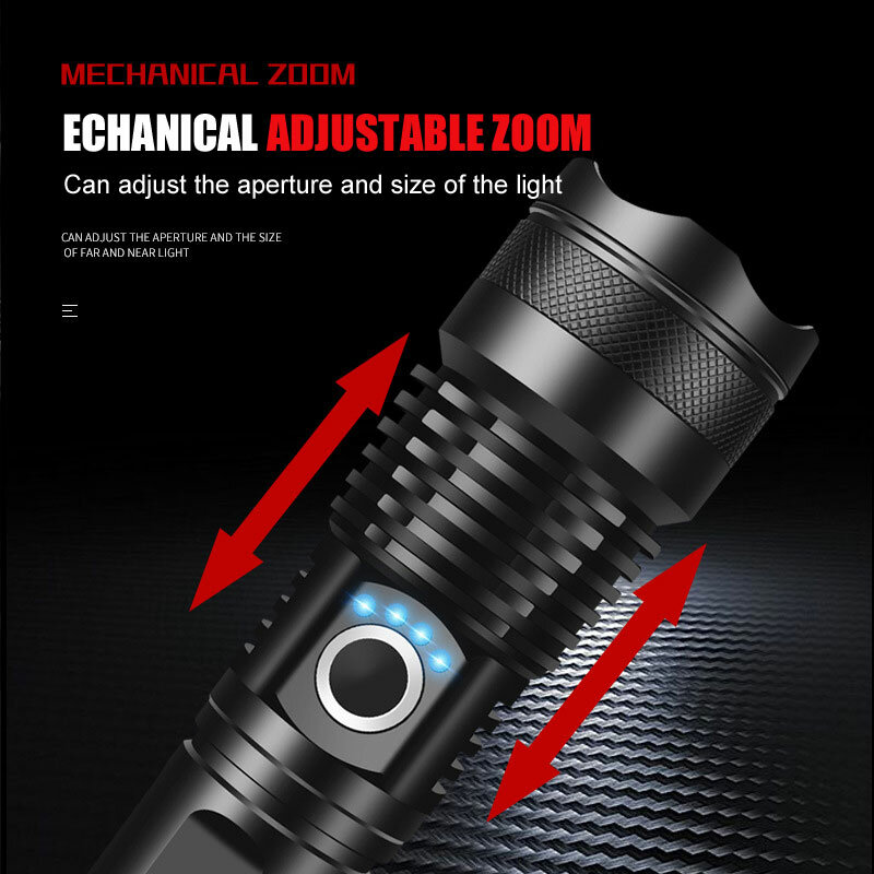 BS P50 potente torcia a LED 26650 USB ricaricabile portatile all'aperto tattica caccia torcia della polizia Zoom lanterna impermeabile
