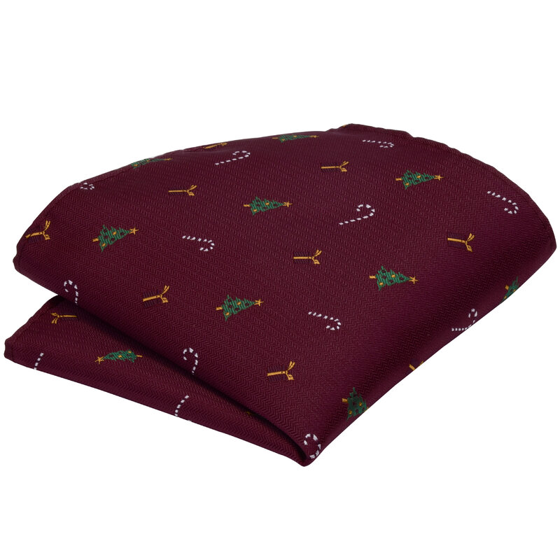 GUSLESON Christmas Red Green Handkerchief for Men Santa Claus Christmas Tree Snowman Pocket Square Wedding Hanky Festival Gift