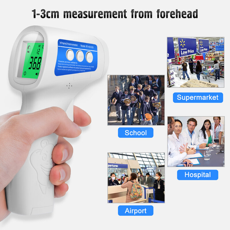 Cofoe Termometer Digital Dahi Non Kontak Termometer Medis Inframerah Alat Pengukur Demam Suhu Tubuh untuk Bayi Dewasa