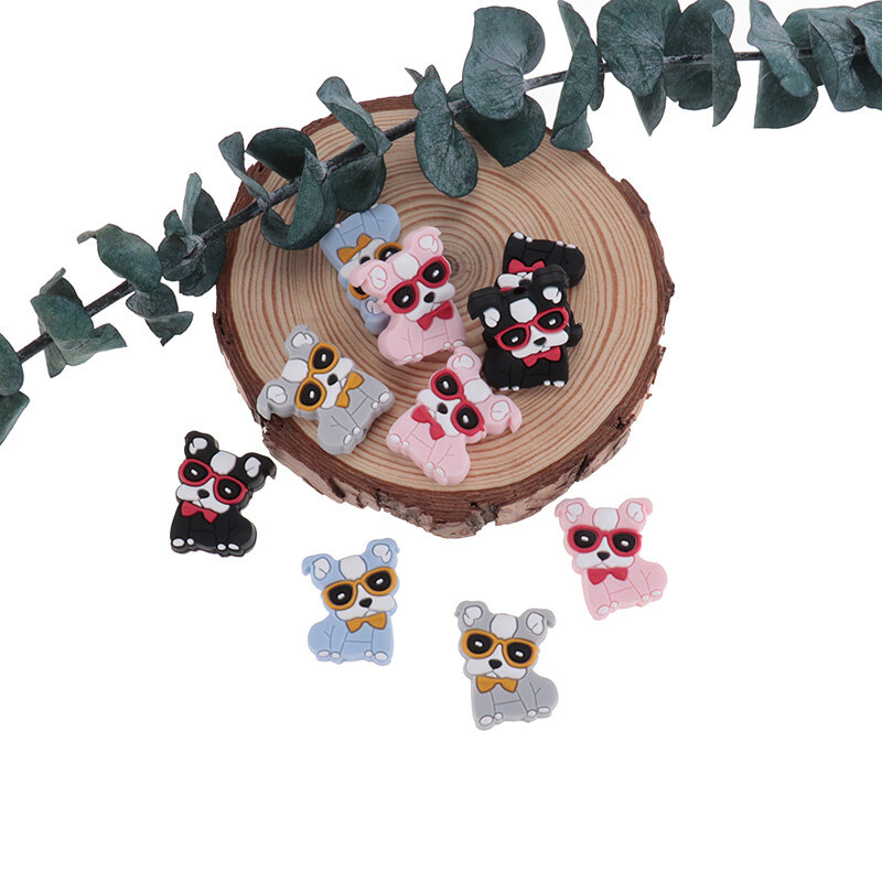 20 stücke Bulldog Baby Silikon perlen baby Spielzeug Schnuller Luxus Beißring Für Zähne Food Grade Silikon BAP Frei