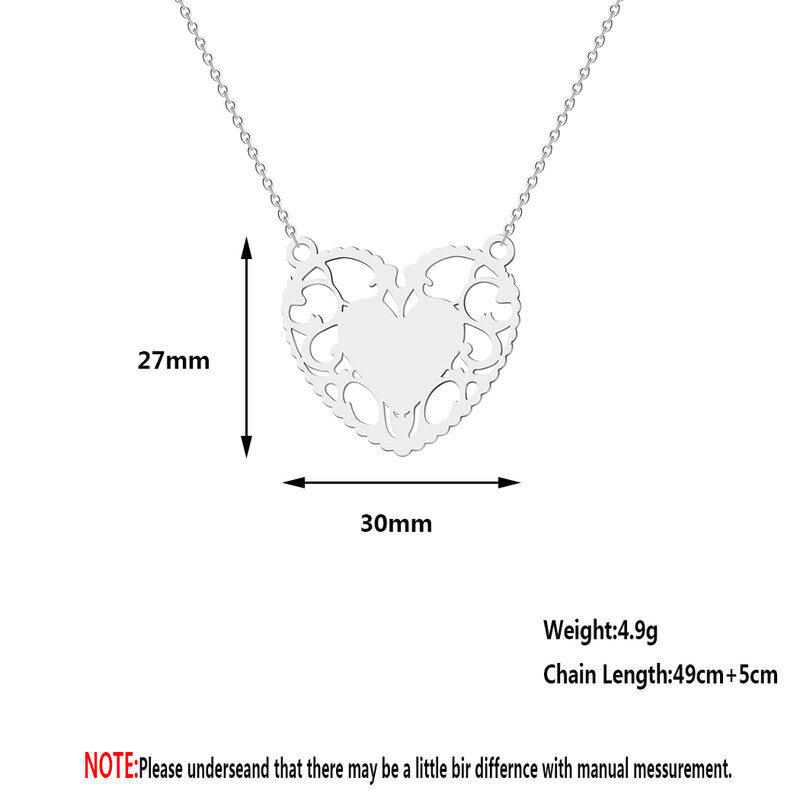 Женское Ожерелье с кулоном в виде сердца и кружева, из нержавеющей стали