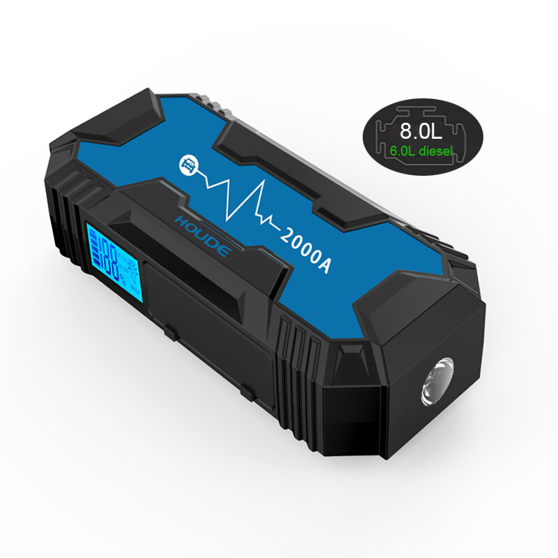 Batteria portatile per auto 12V /24V Booster di avviamento di emergenza con cavo jumper intelligente morsetto Jumper