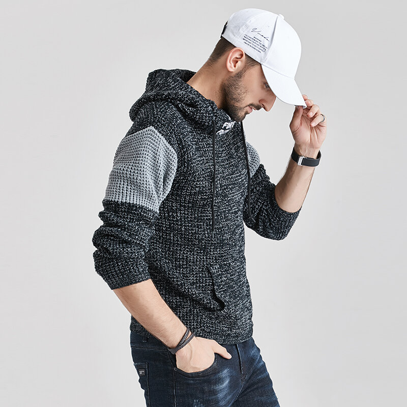 CHAIFENKO 남자 브랜드 캐주얼 후드 스웨터 남자 새로운 가을 패션 니트 후드 남자 Streetwear 고품질 솔리드 남자 스웨터