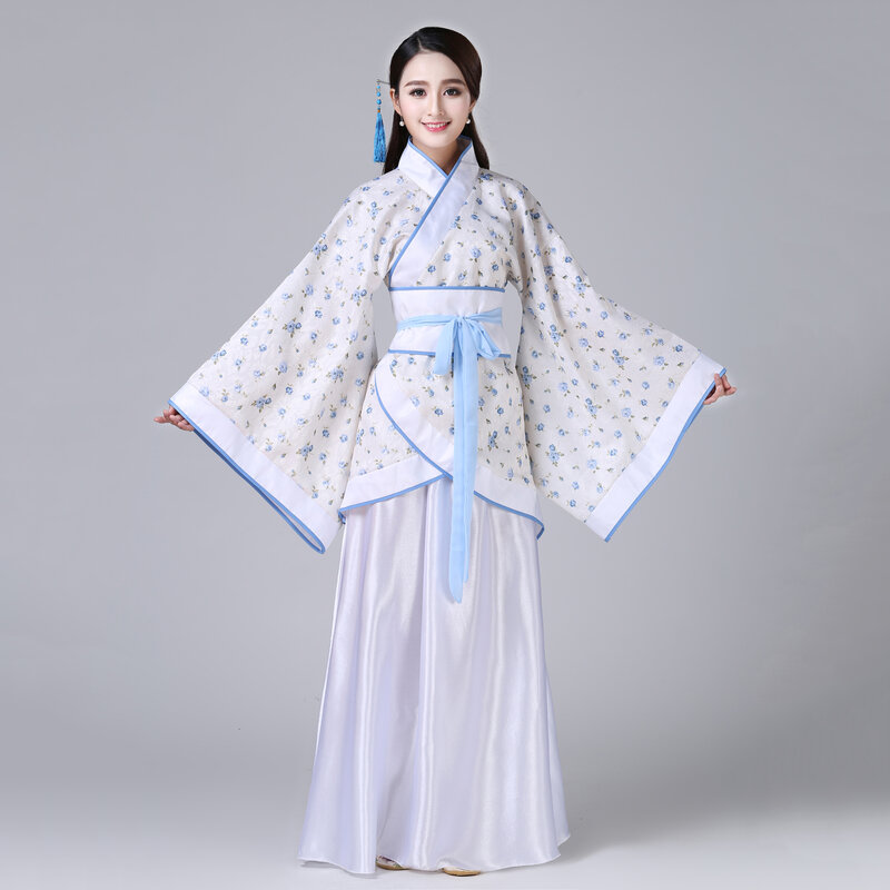 Women Traditional Ethnic Costume Princess Hanfu Han Dynasty Womens Outfits White Black Red Pink Chinese Ancient Dress