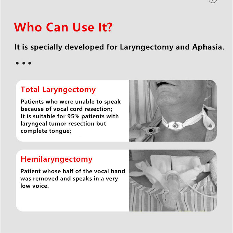 Laringe electrónica Artificial, altavoz de voz, laringectómetros, aparato de laringofónica, laringectomía Total, laringectomía electrónica