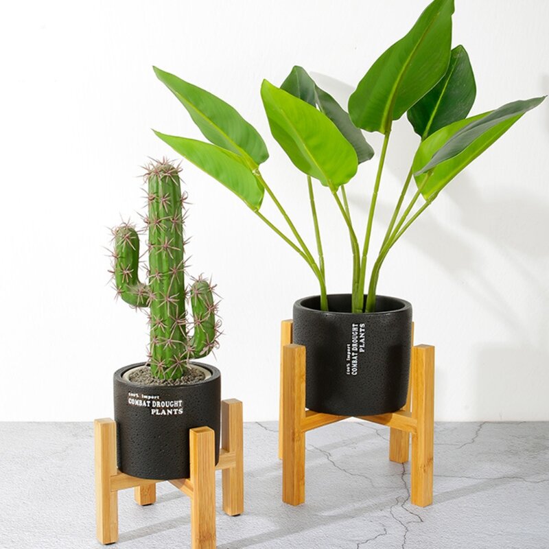 Quatro-pernas de madeira flor pote titular planta e suculenta vaso de flores base de exibição suporte para casa jardim pátio decoração prateleira móveis