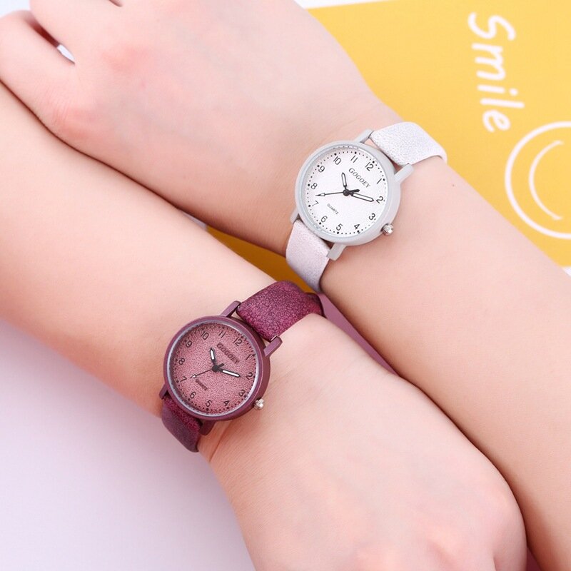 Uthai cq105 relógio infantil retrô pequeno, relógio com pulseira de relógio fashion feminino, relógio de quartzo estilo simples para estudantes