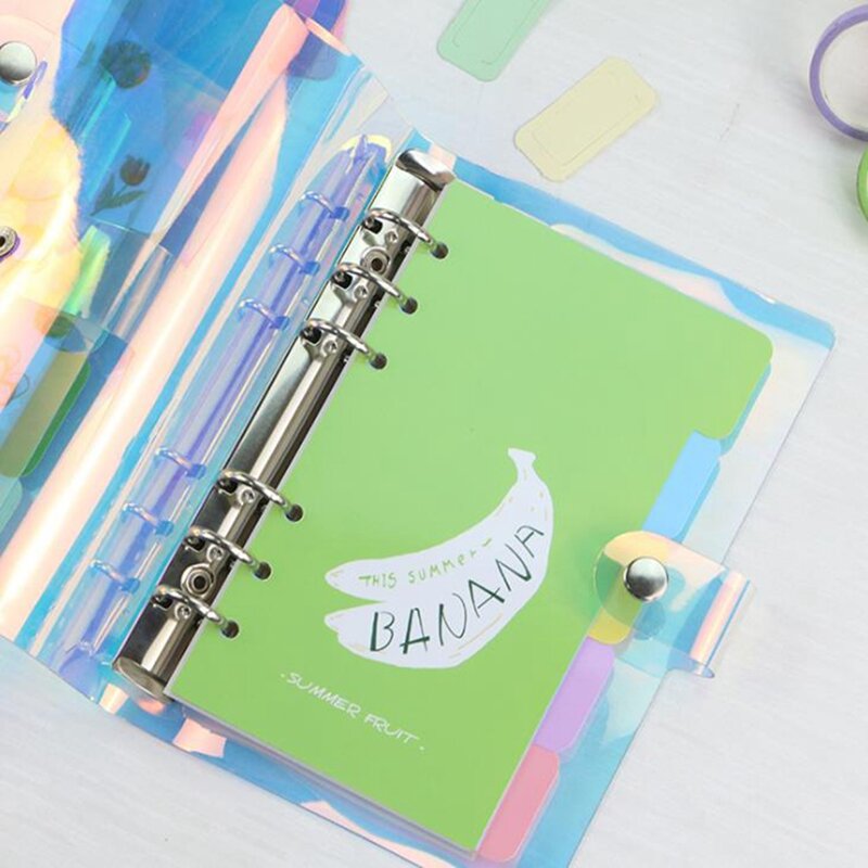 Цветной прозрачный чехол для ноутбука, спиральный Дневник для путешествий, сделай сам, связующий дневник с 6 отверстиями, чехол для планировщика A5/A6/A7 для школы