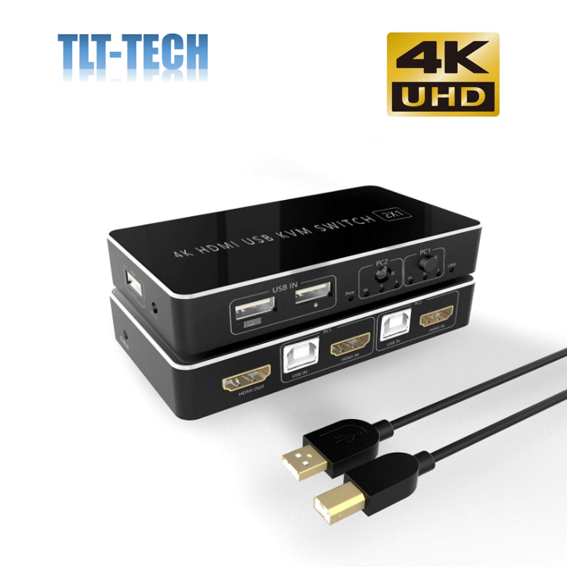 2 en 1 sortie 4K HDMI KVM commutateur 2 ports HDMI USB commutateur pour ordinateur portable, PC,PS4,Xbox HDTV